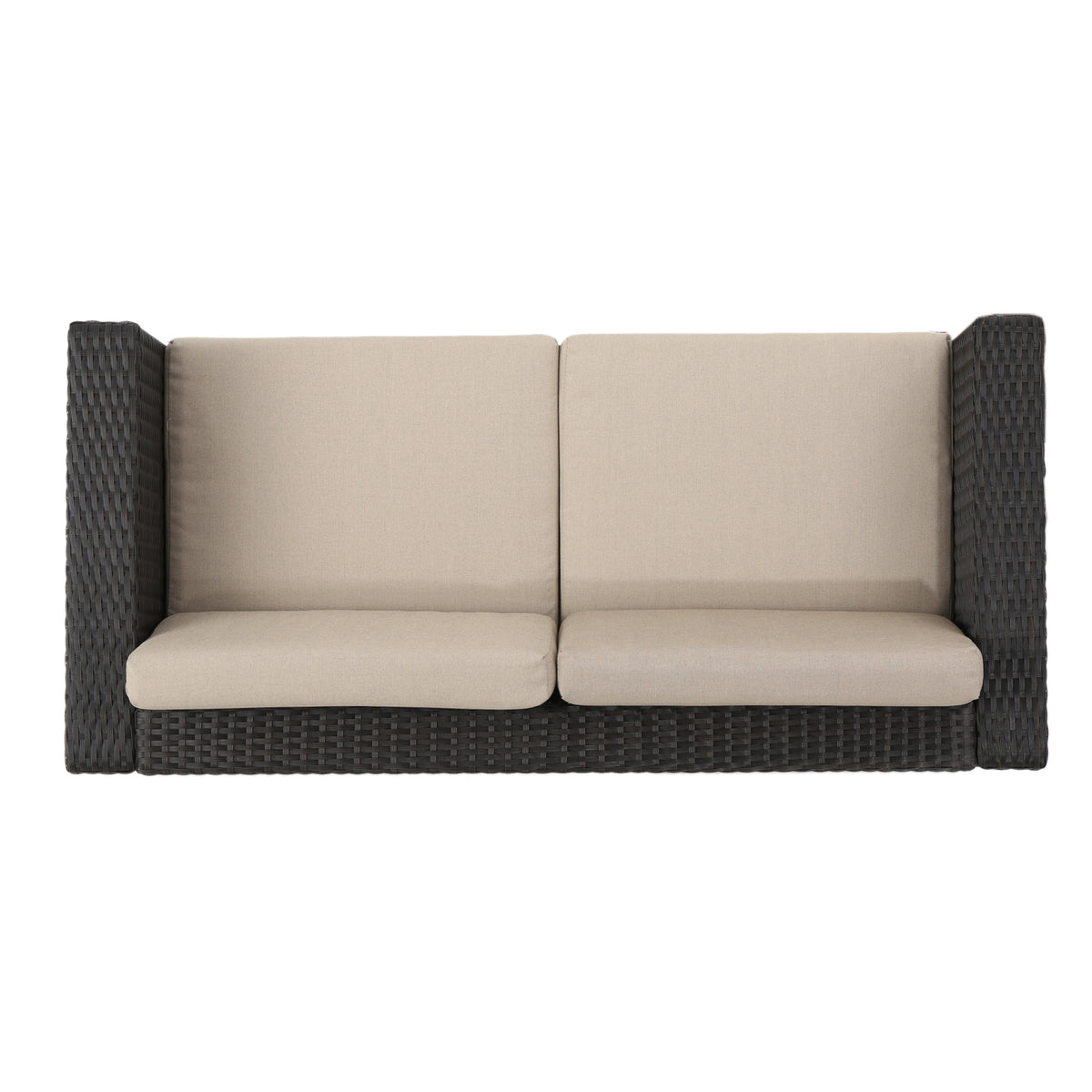 Puerta 4Pc Set Dark Brown Rattan Fabric