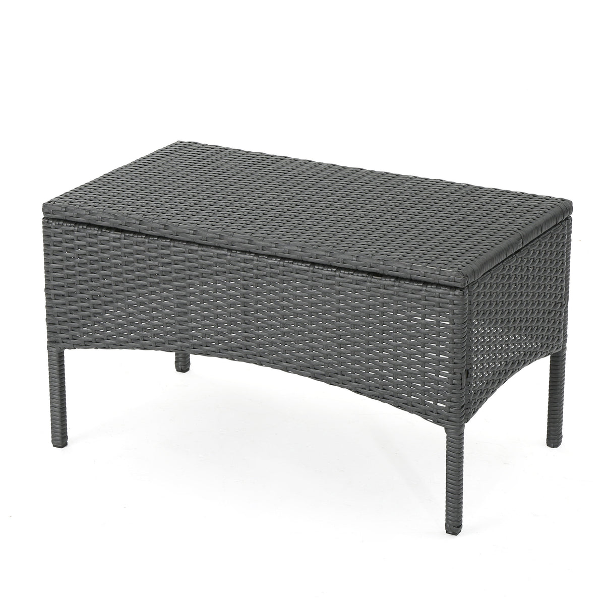 Cordoba Kd Wicker 4 Pc Chat Set Grey Pe Rattan Iron Waterproof Fabric