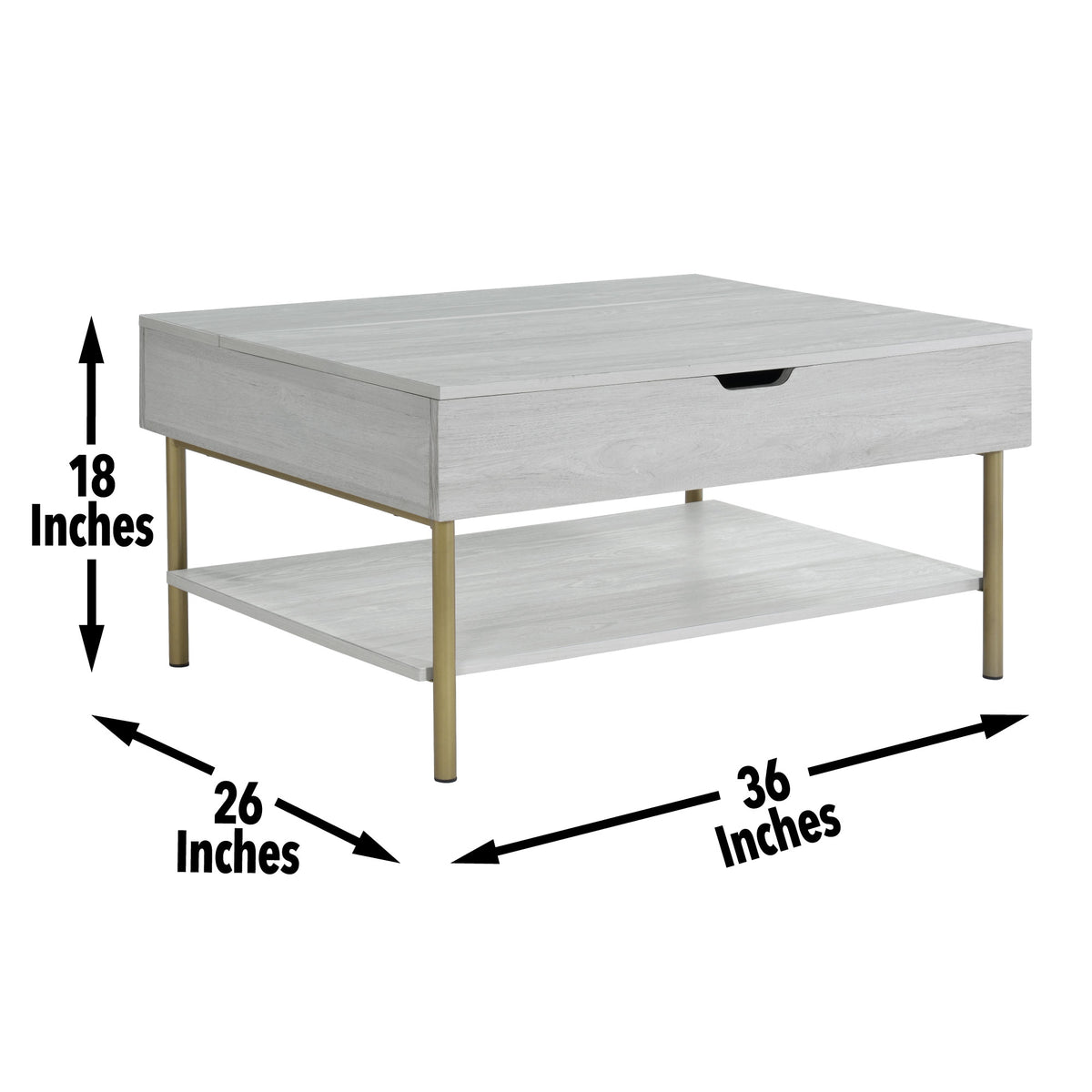 Whitman Lift Top Coffee Table White White Wood