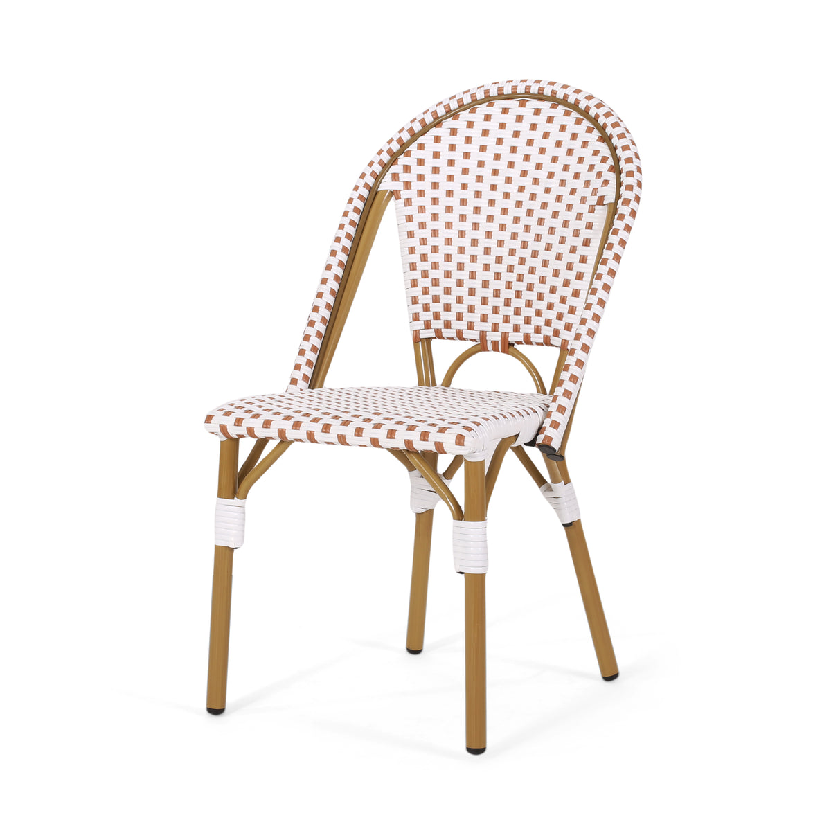 French Bistro Chair Brown White Rattan