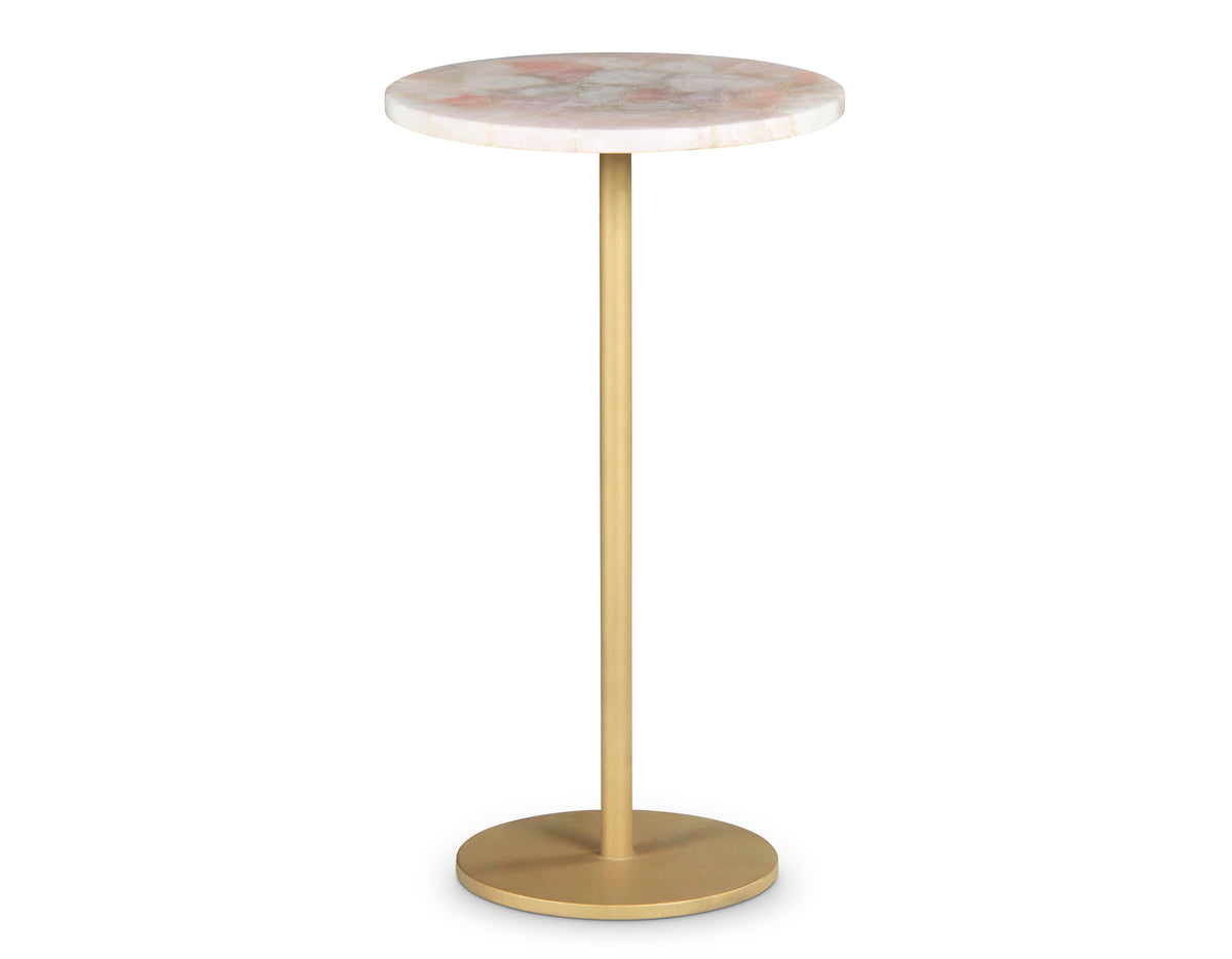 Rosie Rose Quartz Top Chairside Table Beige Beige Iron