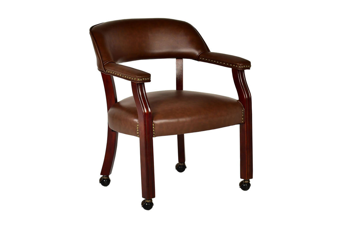 Tournament Arm Chair With Casters Dark Brown Dark Brown Fabric