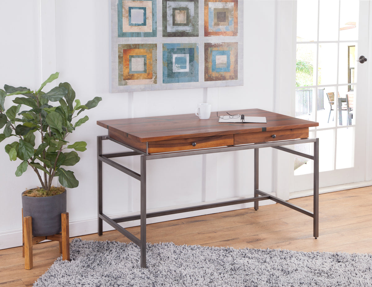 Tamra Desk With Drawers Brown Brown Wood
