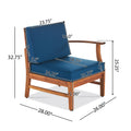 Perla 3 Seater Sofa And Table Set, Blue Blue Acacia Wood
