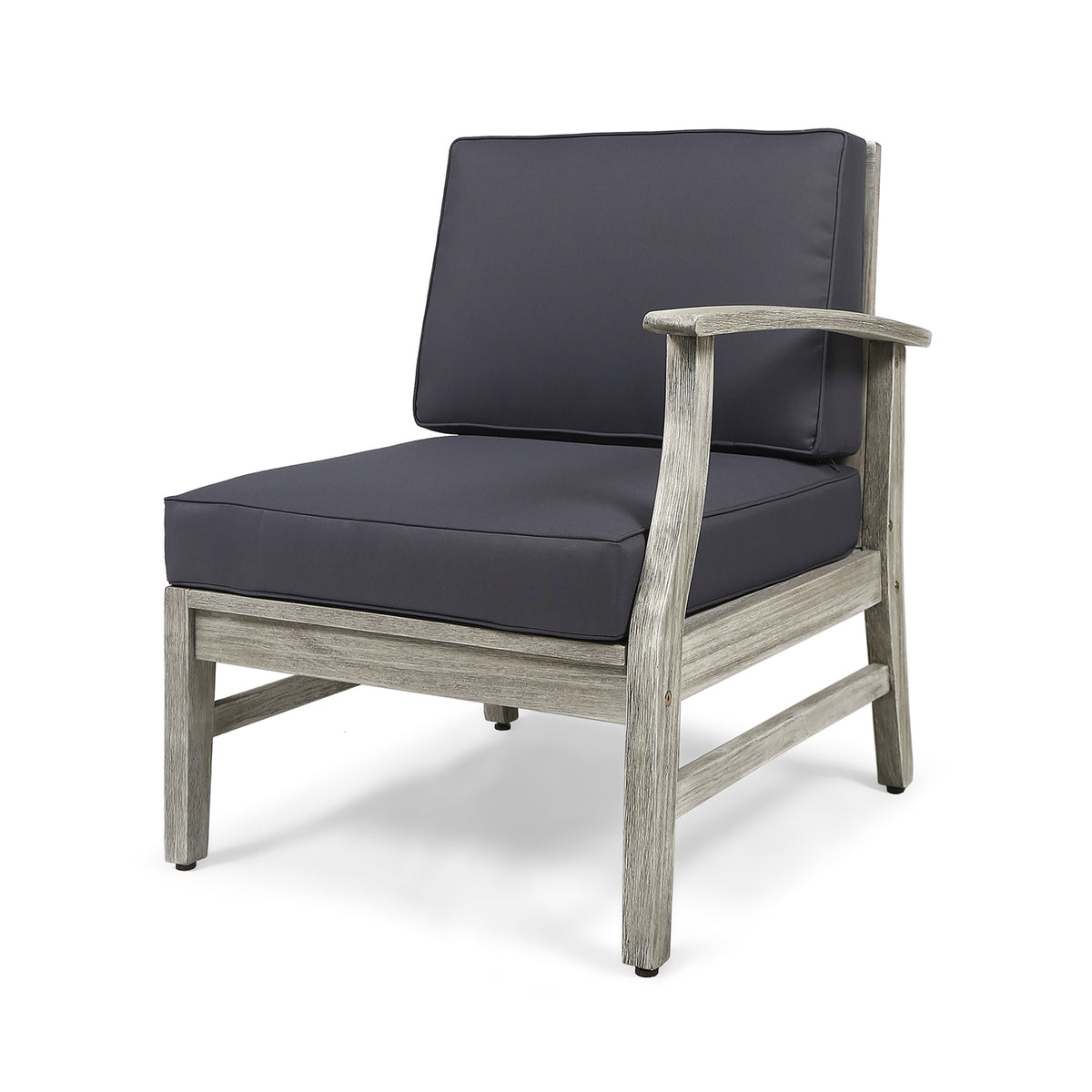 Perla Right Armchair, Grey Dark Gray Acacia Wood