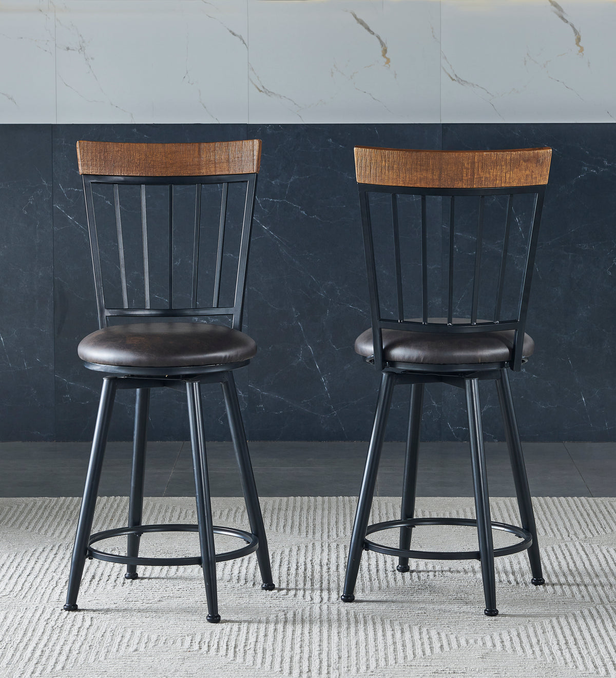 Tyler Swivel Counter Chair Set Of 2 Dark Gray Dark Gray Wood