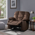 Luxurious Manual Recliner Chair In Chocolate With Skin Friendly Fabric And Dual Cup Holders Chocolate Fabric