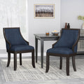 Dinning Chair Mp2 Set Of 2 Navy Blue Wood Fabric