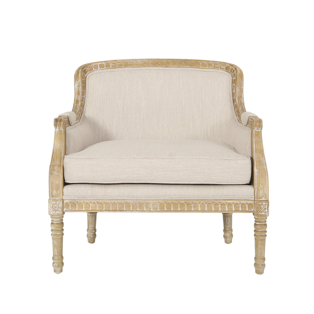 Club Chair Beige Brown Fabric