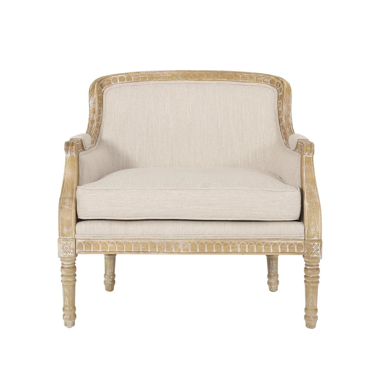 Club Chair Beige Brown Fabric