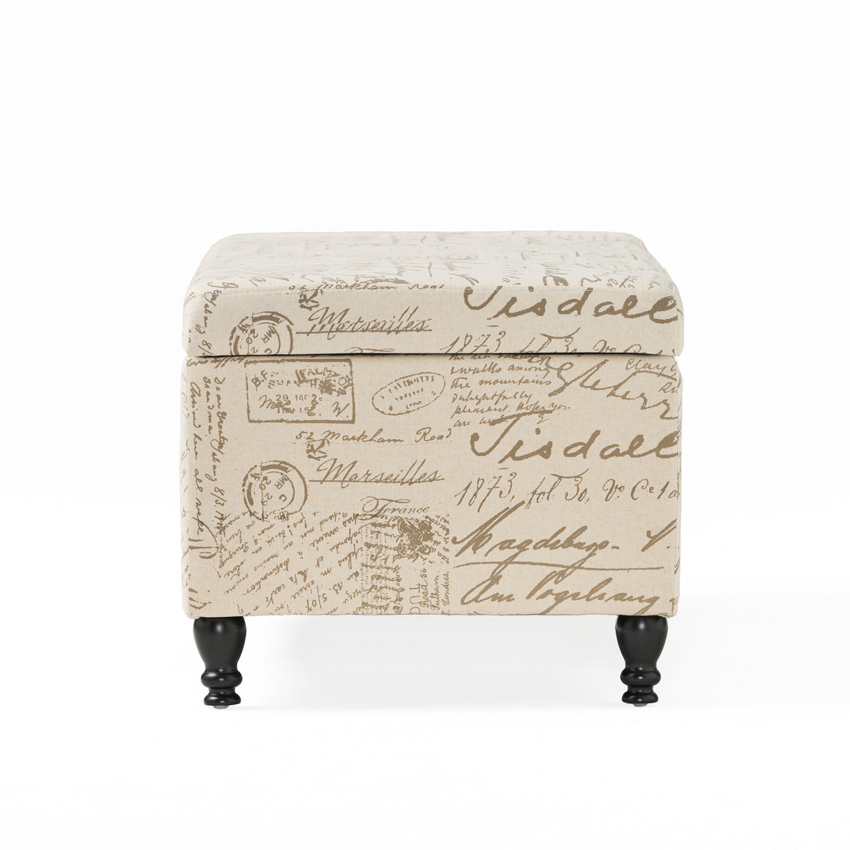 Parisian Storage Ottoman Beige Reclaimed Natural Fabric