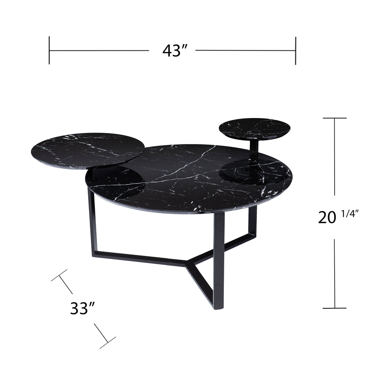 Saxelby Faux Marble Cocktail Table Black Iron