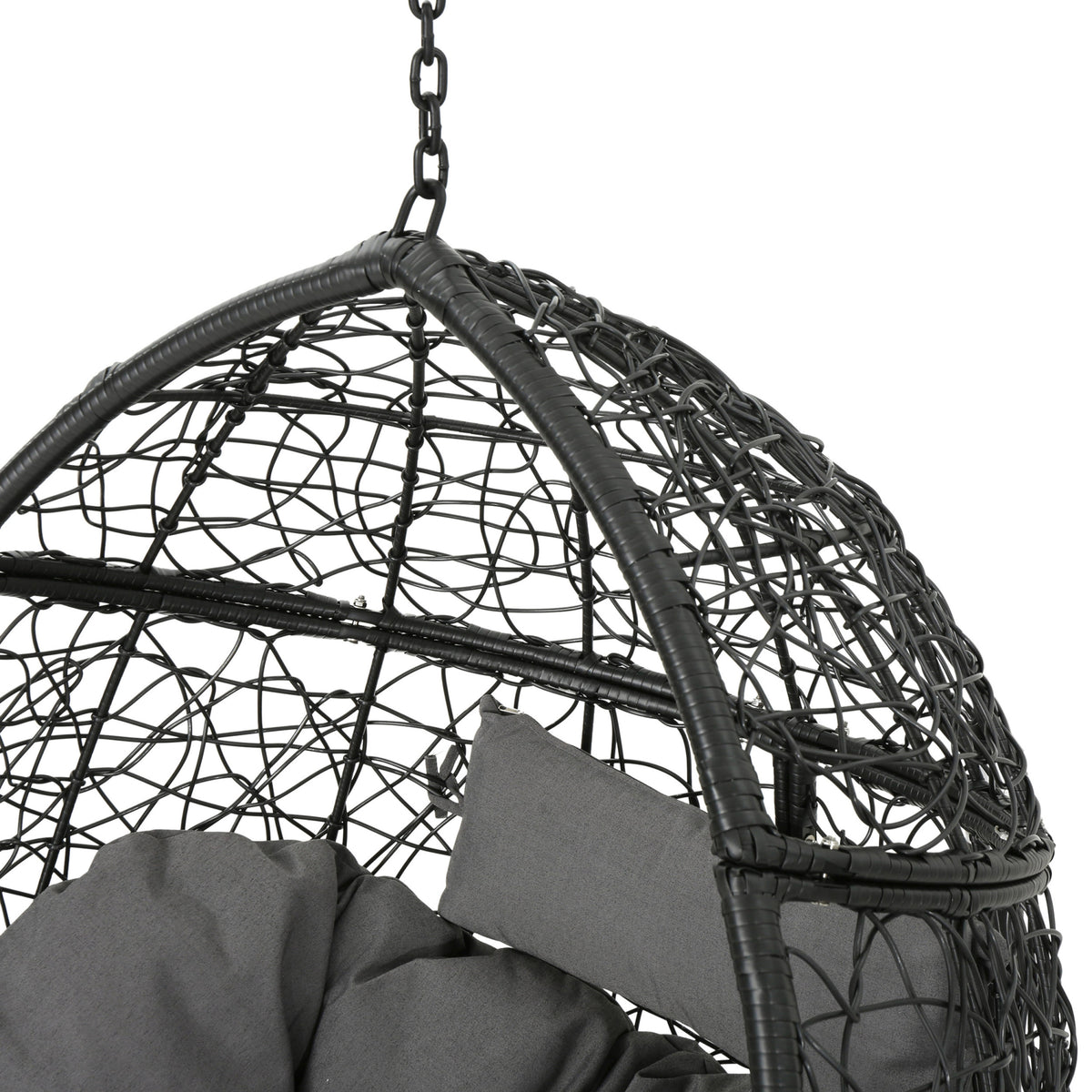Kylie Hanging Basket Grey Only Basket ,Not Include A Hanging Stand Gray Rattan Waterproof Fabric Metal