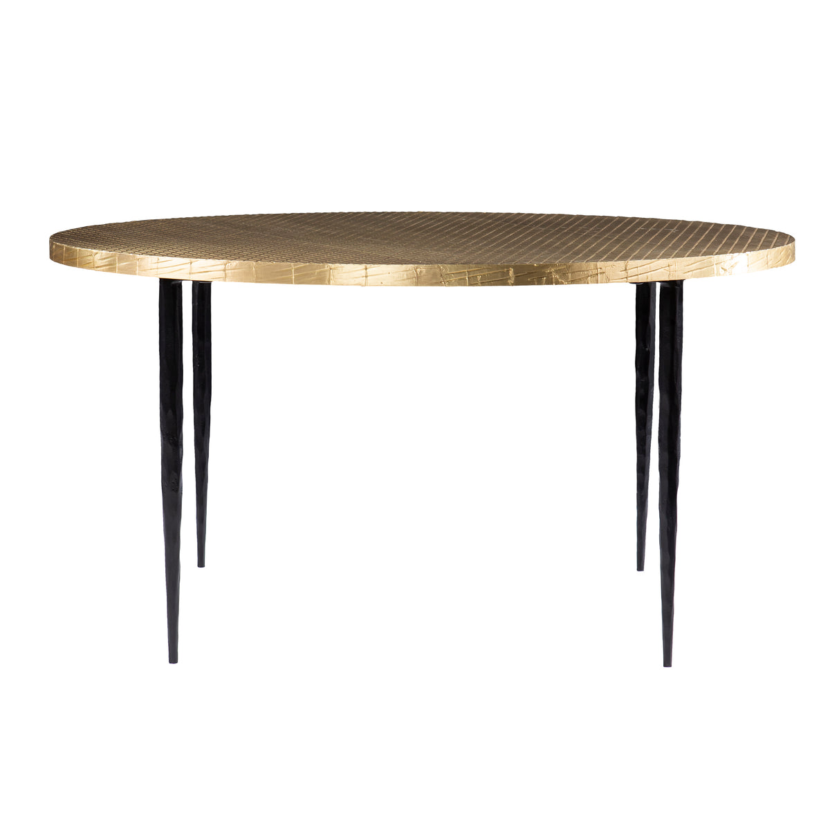 Judmont Round Cocktail Table W Embossed Top Black Iron