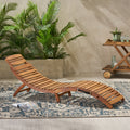 Lahaina Wood Foldable Chaise Lounge Brown Wood