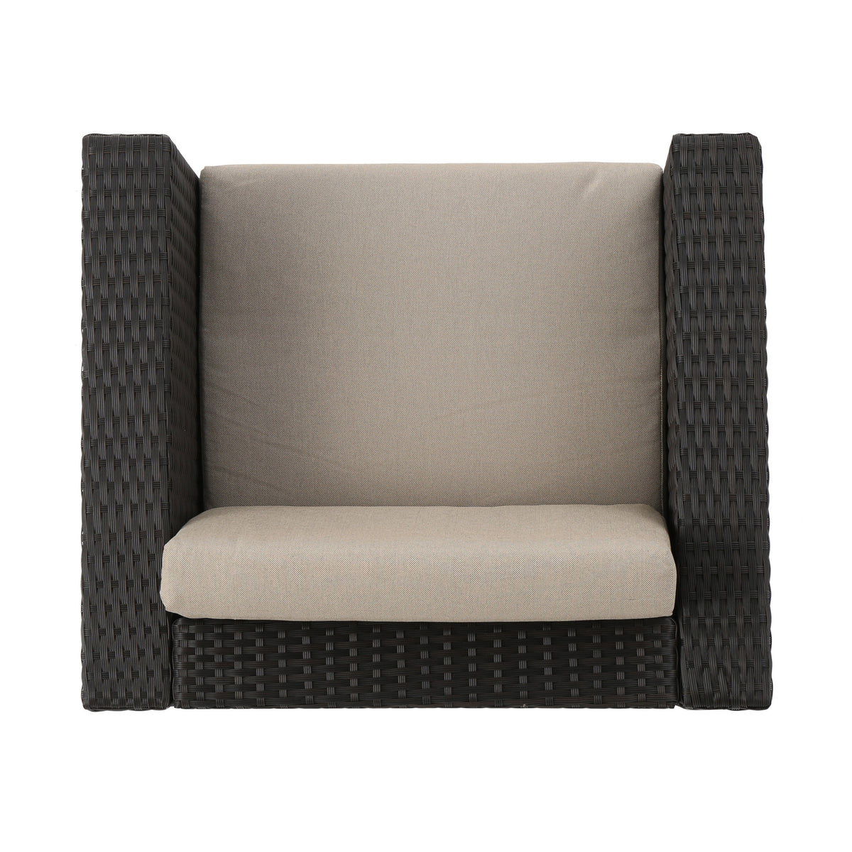 Puerta 4Pc Set Dark Brown Rattan Fabric