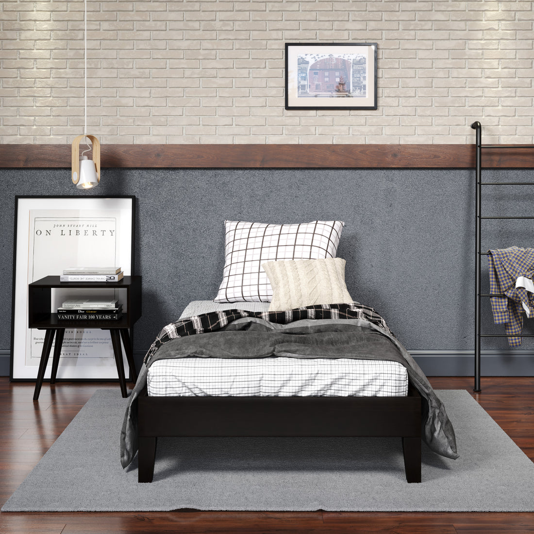 Nix Twin Platform Bed Black Twin Black Wood