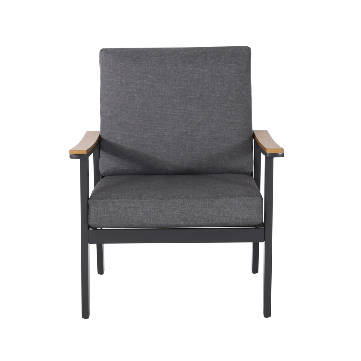 Sinclair 4Pc Chat Set Grey Metal Mesh Wood Fabric