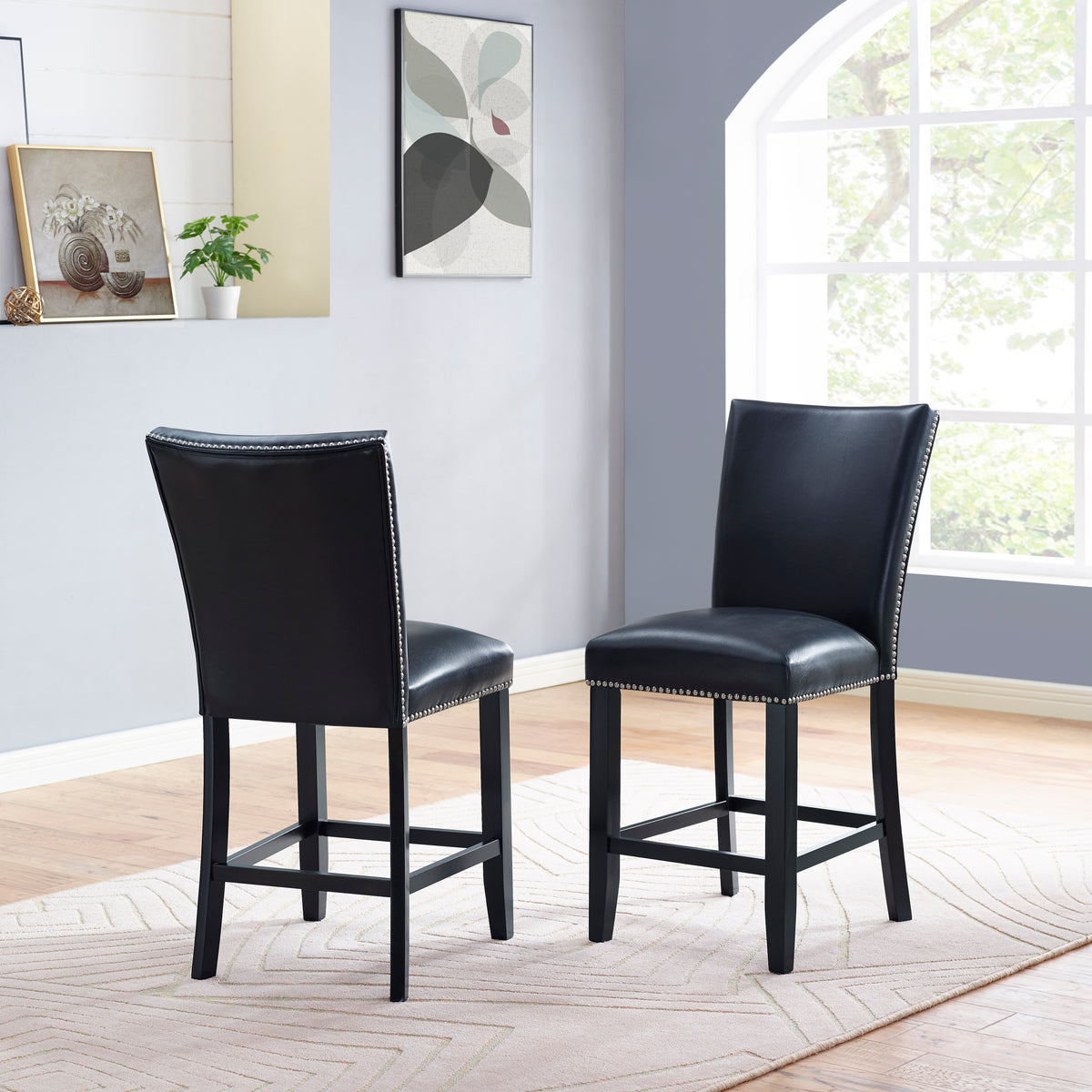 Camila Counter Chair Set Of 2 Black Black Wood
