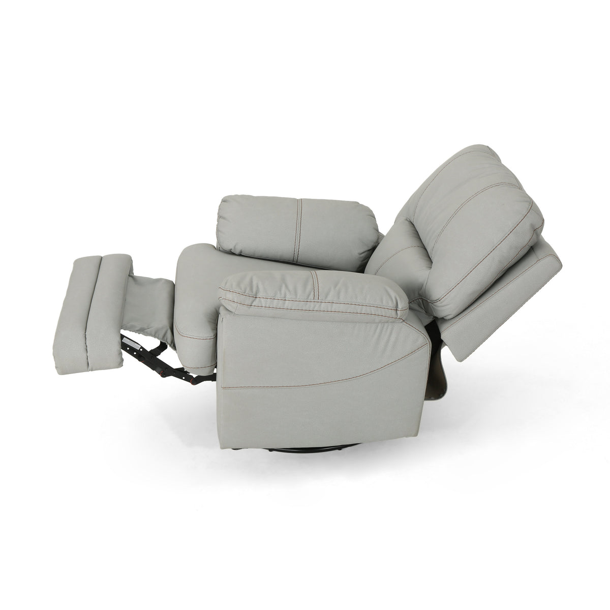 39.5" Wide Faux Leather Power Swivel Standard Recliner Light Grey Pu