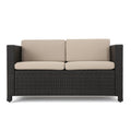 Puerta 4Pc Set Dark Brown Rattan Fabric
