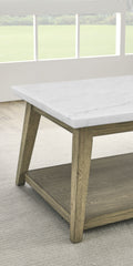 Vida Marble Top Coffee Table With Casters Brown Brown Wood