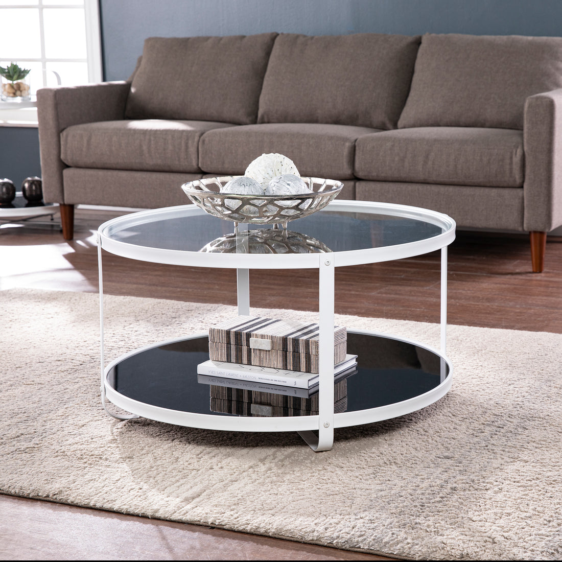 Vimmerly Glass Top Cocktail Table Black Iron