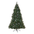 7' Mixed Frosted Hinged Tree With 52 Frosted Pine Cones And 26 Red Berry And 450 Clear Lights Ul,Dia:53