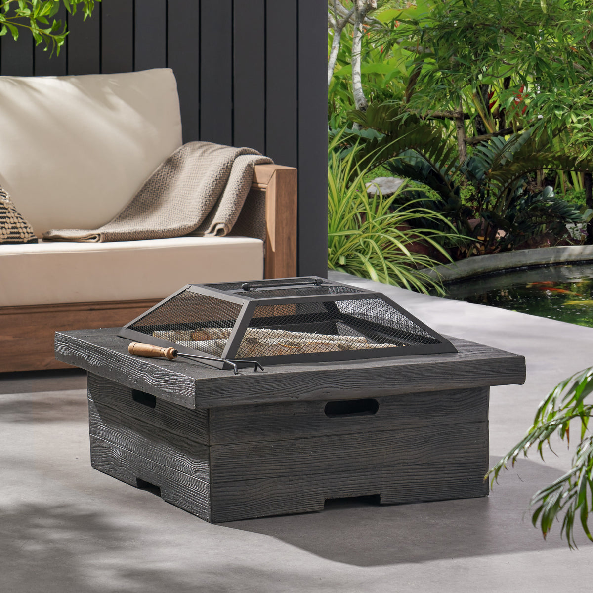 Mgo 29 Square Wood Burning Fire Pit Grey Magnesium Oxide