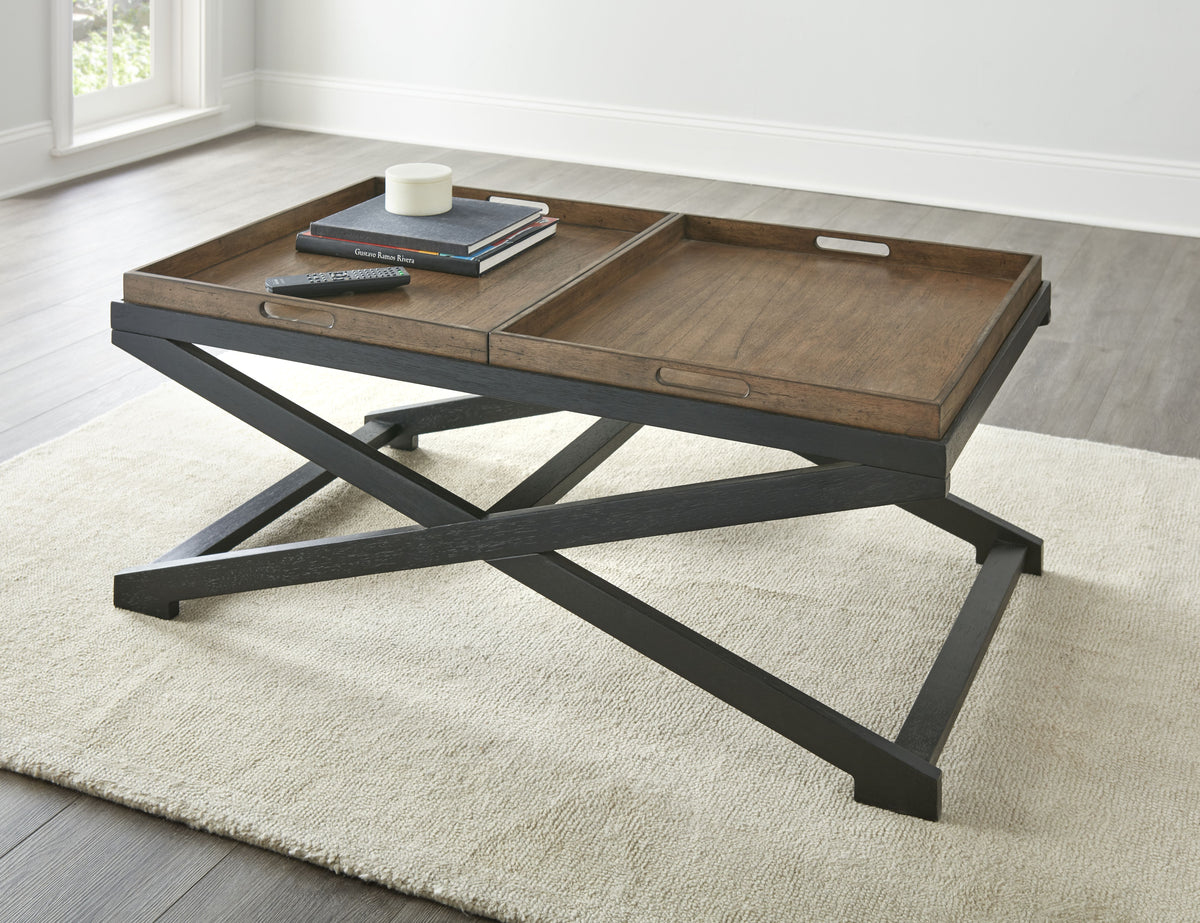 Topeka Cocktail Table Brown Brown Wood