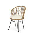 Tavon Chair,2Pcs With 2 Cushions Light Brown Foam Pe Rattan Iron