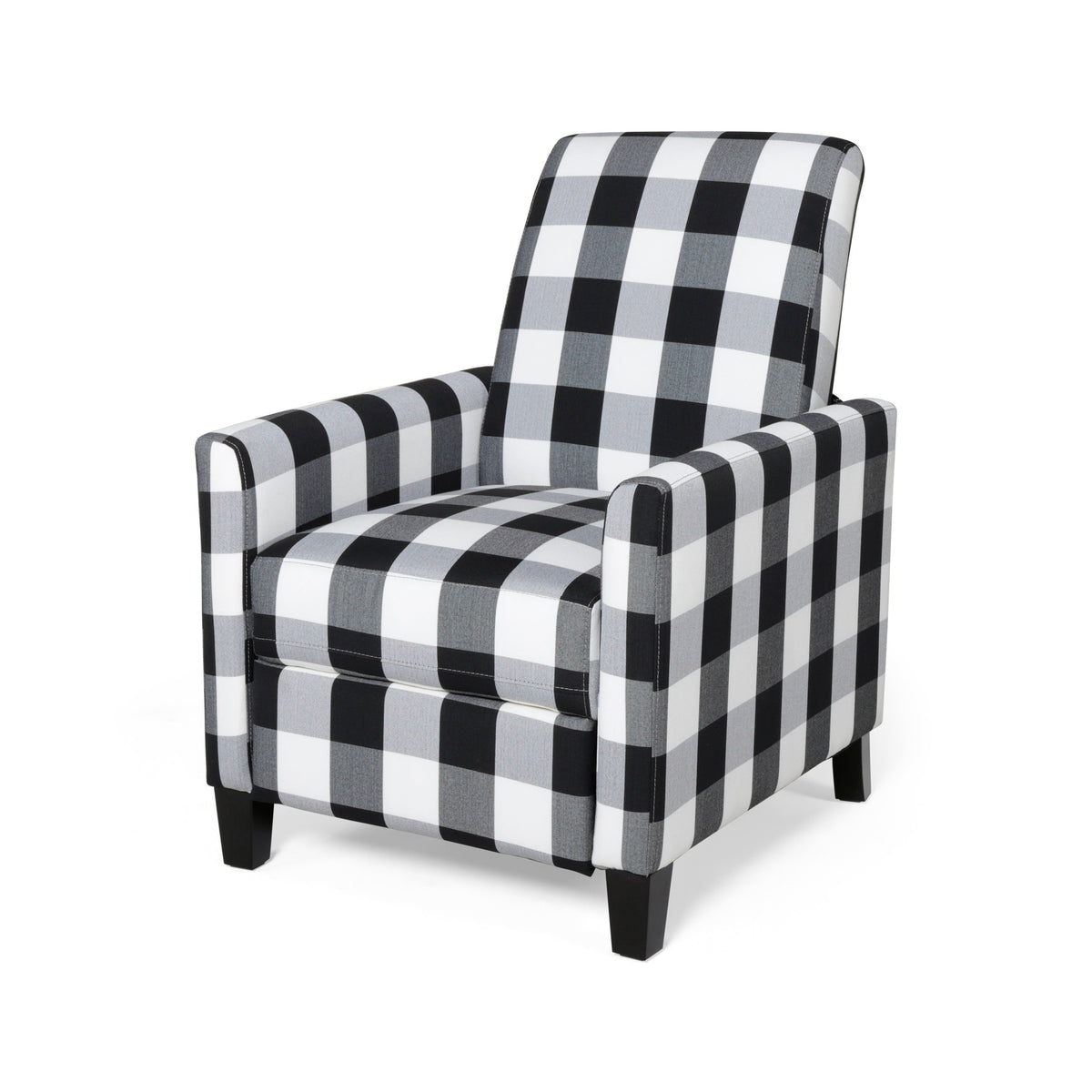27.5" Wide Manual Club Recliner Black White Fabric