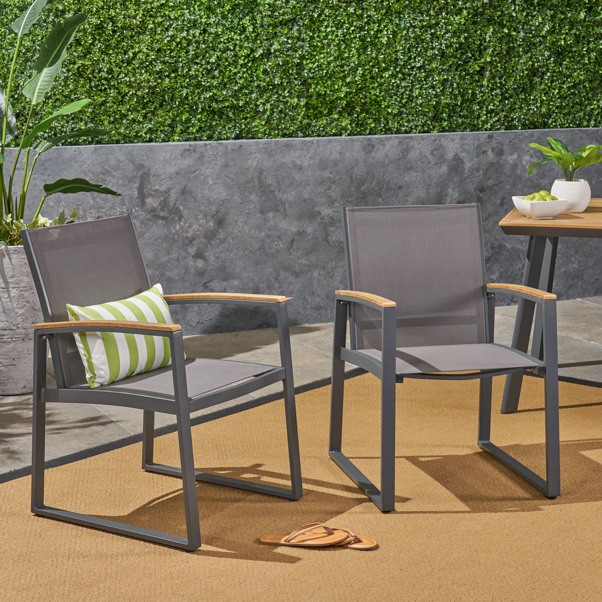 Glasgow Dining Chair Set Of 2 Grey Aluminum