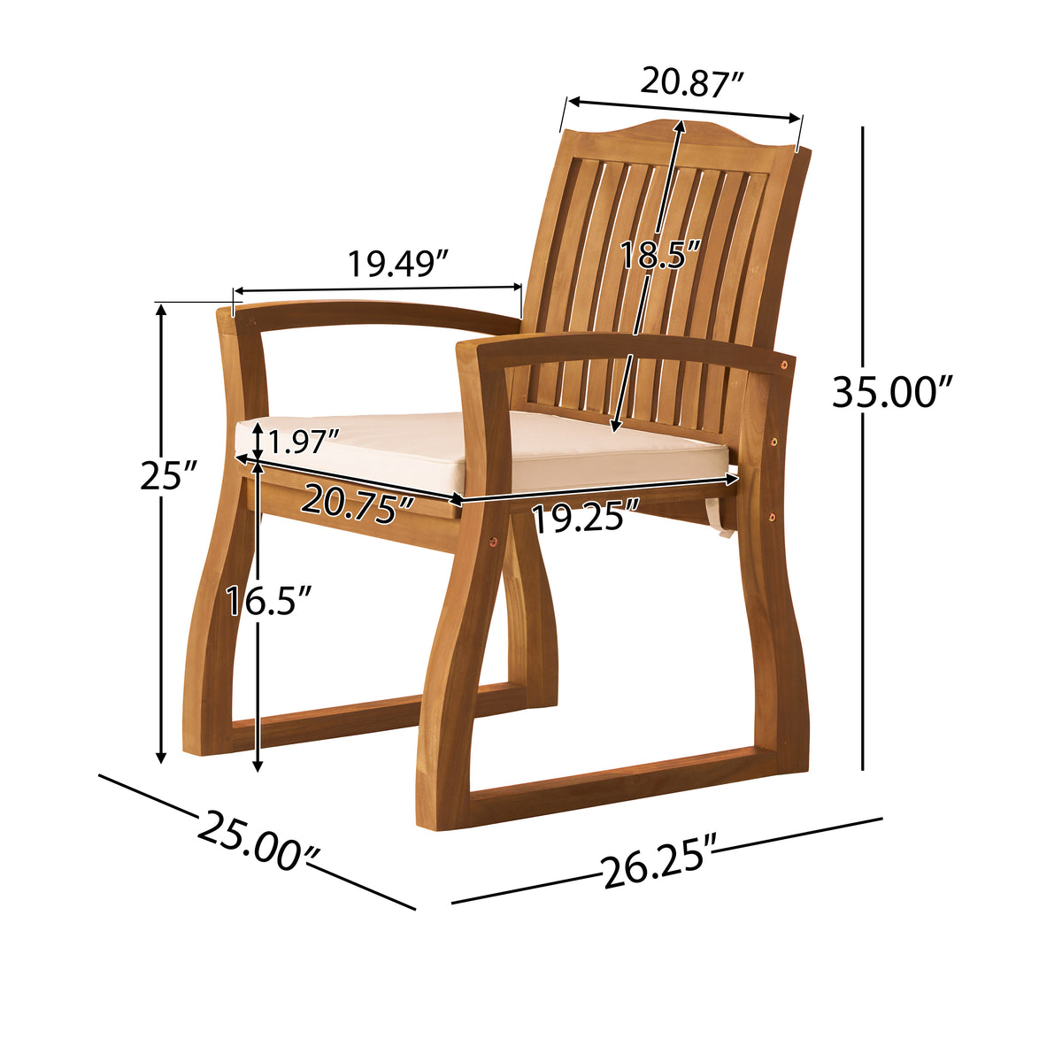 Della Wood Kd Armchair Cream Acacia Wood