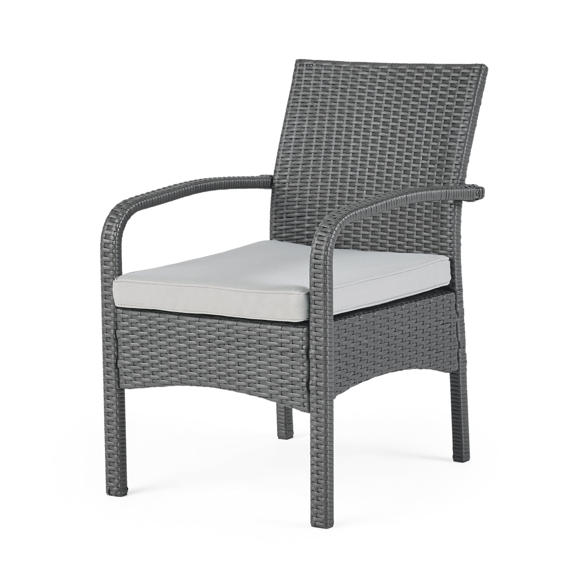 Cordoba Kd Wicker 4 Pc Chat Set Grey Pe Rattan Iron Waterproof Fabric