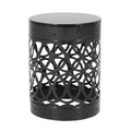 Metal End Table Large Black Iron