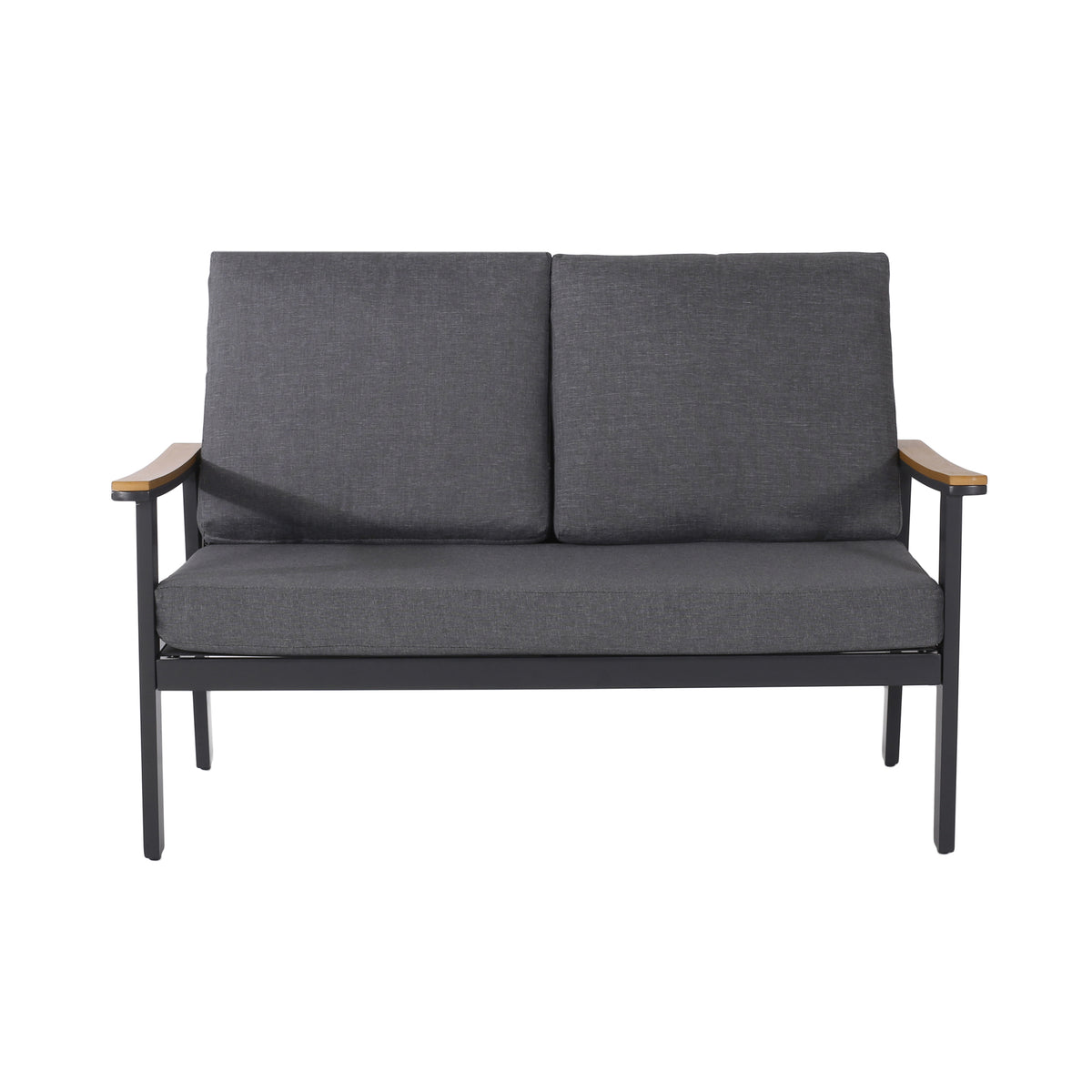 Sinclair 4Pc Chat Set Grey Metal Mesh Wood Fabric