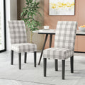 Dining Chair Grey Plaid Fabric