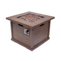 Patio Outdoor 24'' H X 32'' W Square Gas Burning Concrete Fire Pit Wood Pattern Brown 40,000 Btu Brown Garden & Outdoor Magnesium Oxide