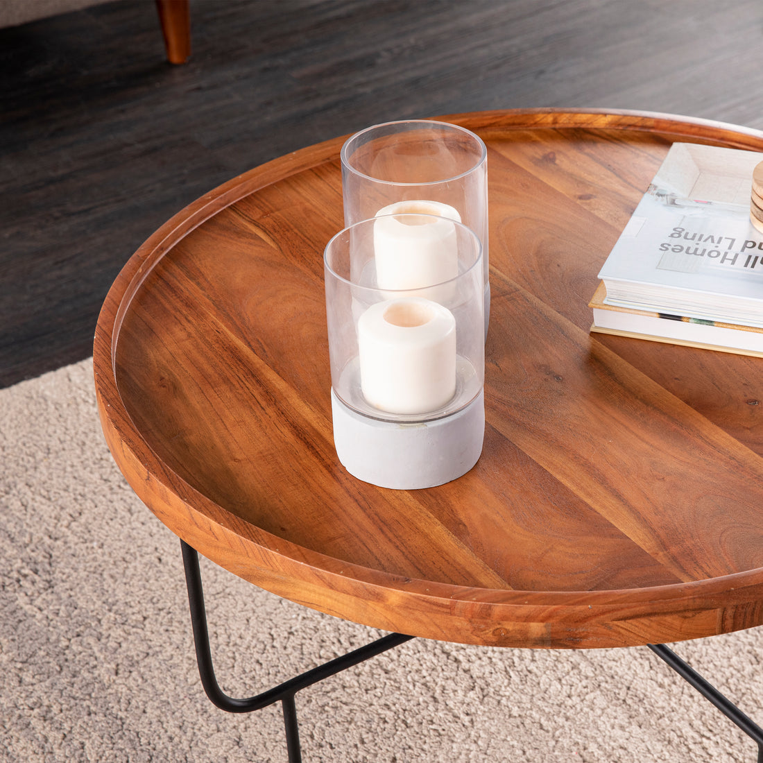 Marisdale Round Coffee Table Natural Iron