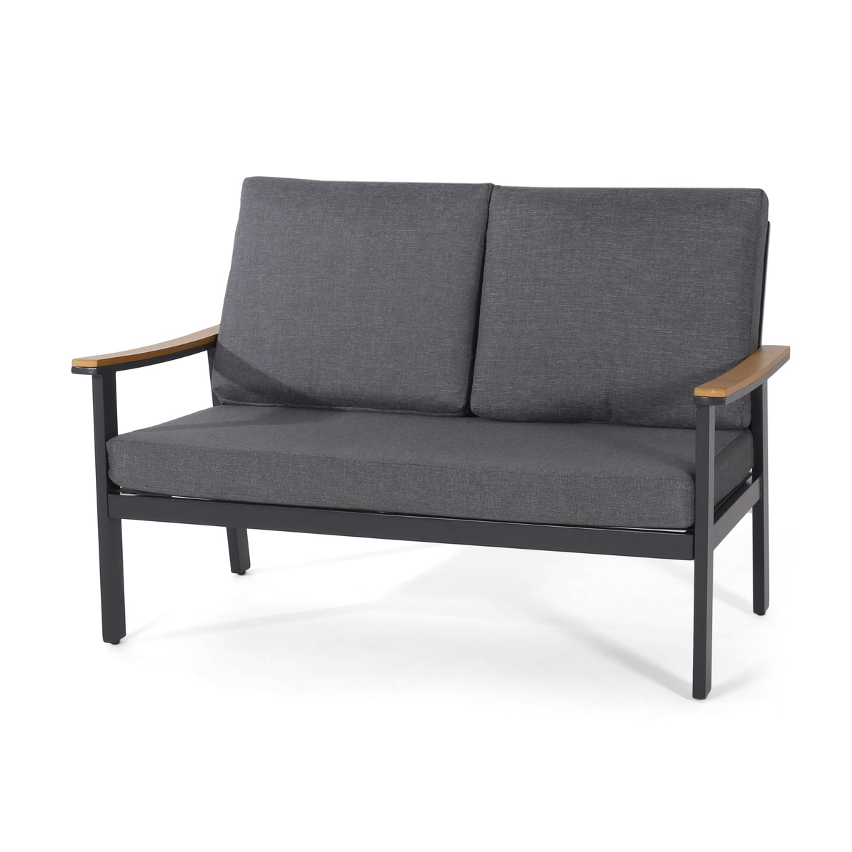 Sinclair 4Pc Chat Set Grey Metal Mesh Wood Fabric
